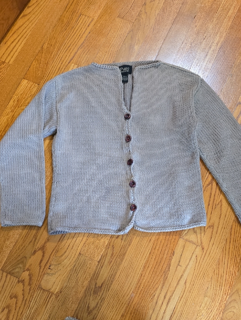 Pure Handknit 100% Cotton Button Cardigan | Taupe | XS/S